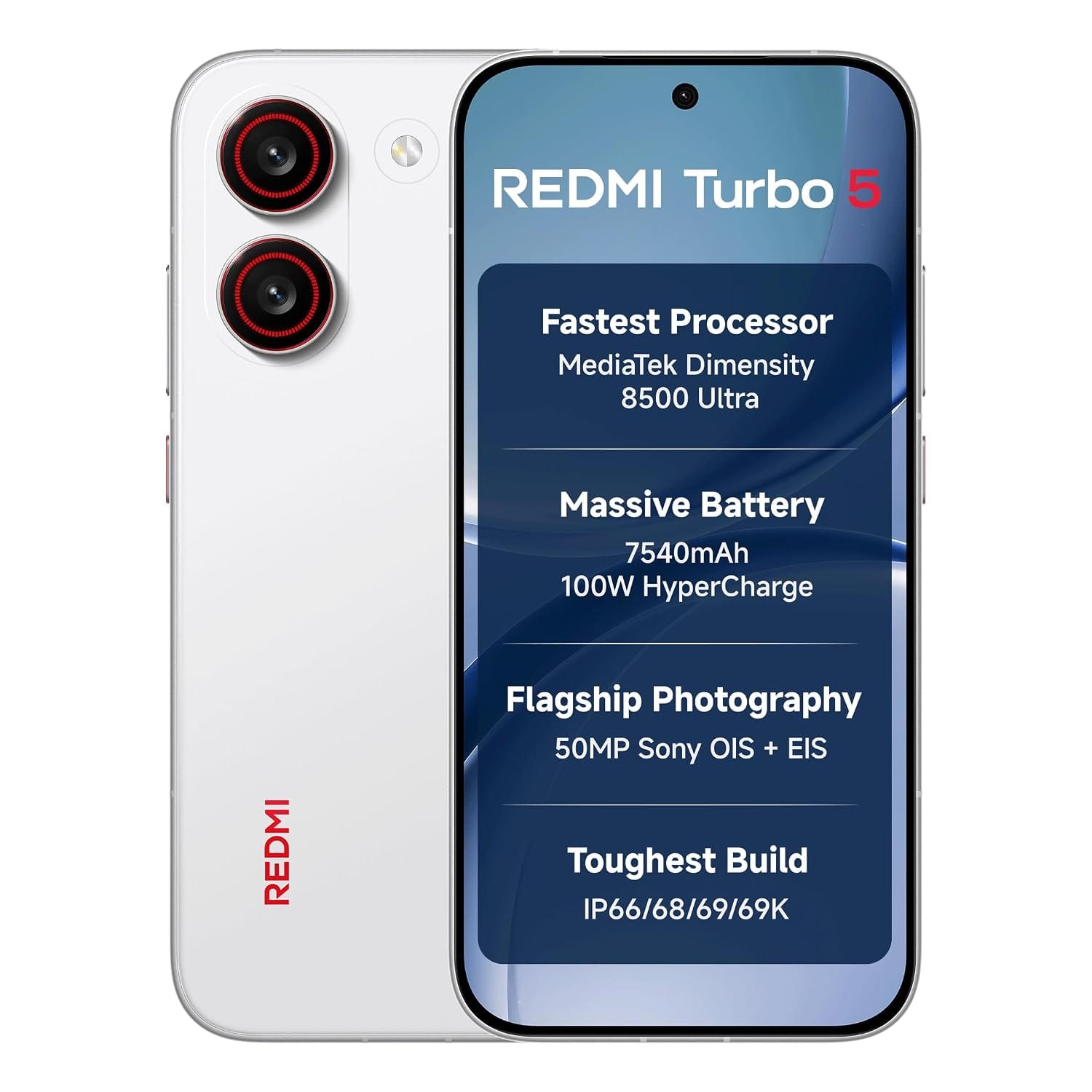 Redmi Turbo 5 (Turbo White, 8GB+256GB) Amazon sale