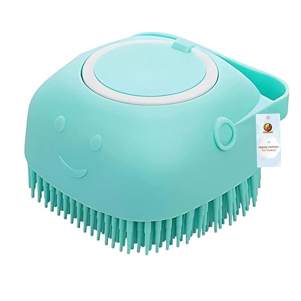 Foodie Puppies Dog Bath Brush Body Scrubber Shampoo Dispenser Tick Remover - (Silicone Dis Amazon sale