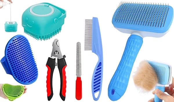 5-in-1 Pet Grooming Kit for Dogs & Cats – Includes Self Cleaning Brush, Cat Comb, Silicone Amazon sale