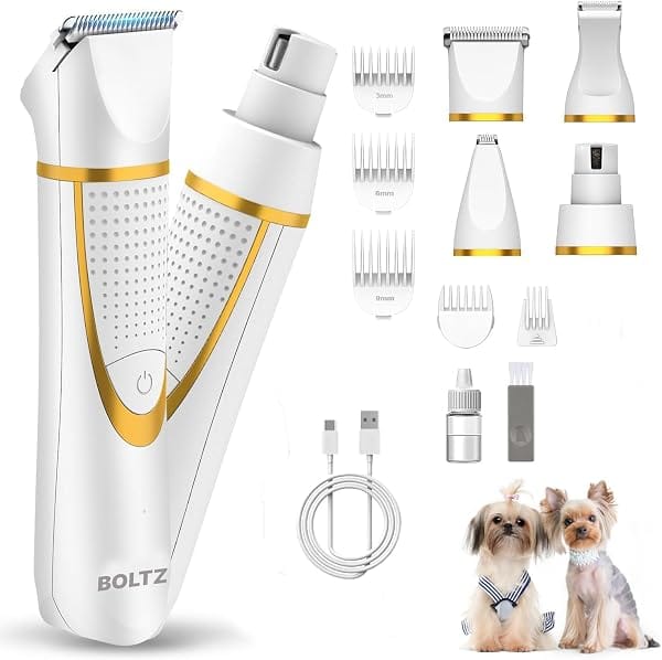 Boltz 4 in 1 Dog & Cat Hair & Paw Trimmer with Nail Grinder – Silent Cordless Grooming Kit Amazon sale