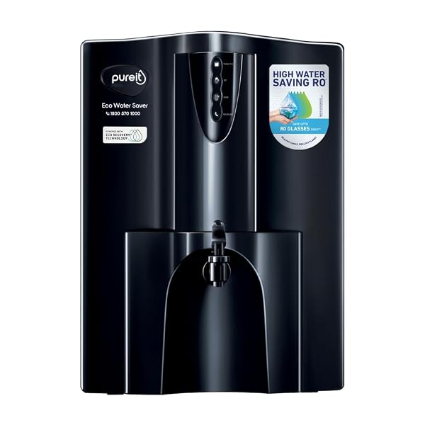 Pureit Eco Water Saver RO Purifier (Black) with RO+UV+MF Filtration | Water Purifier Filte Amazon sale