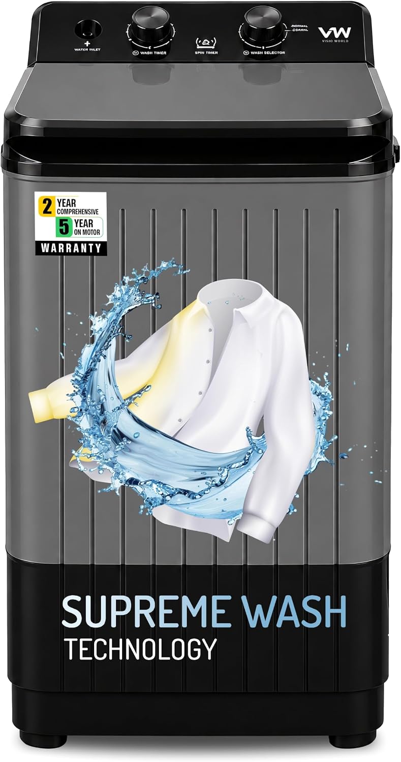 VW 8.5 kg semiautomatic Top Load Washer Only with Powerful Wash, V8 Supreme Wash, Black/Gr Amazon sale