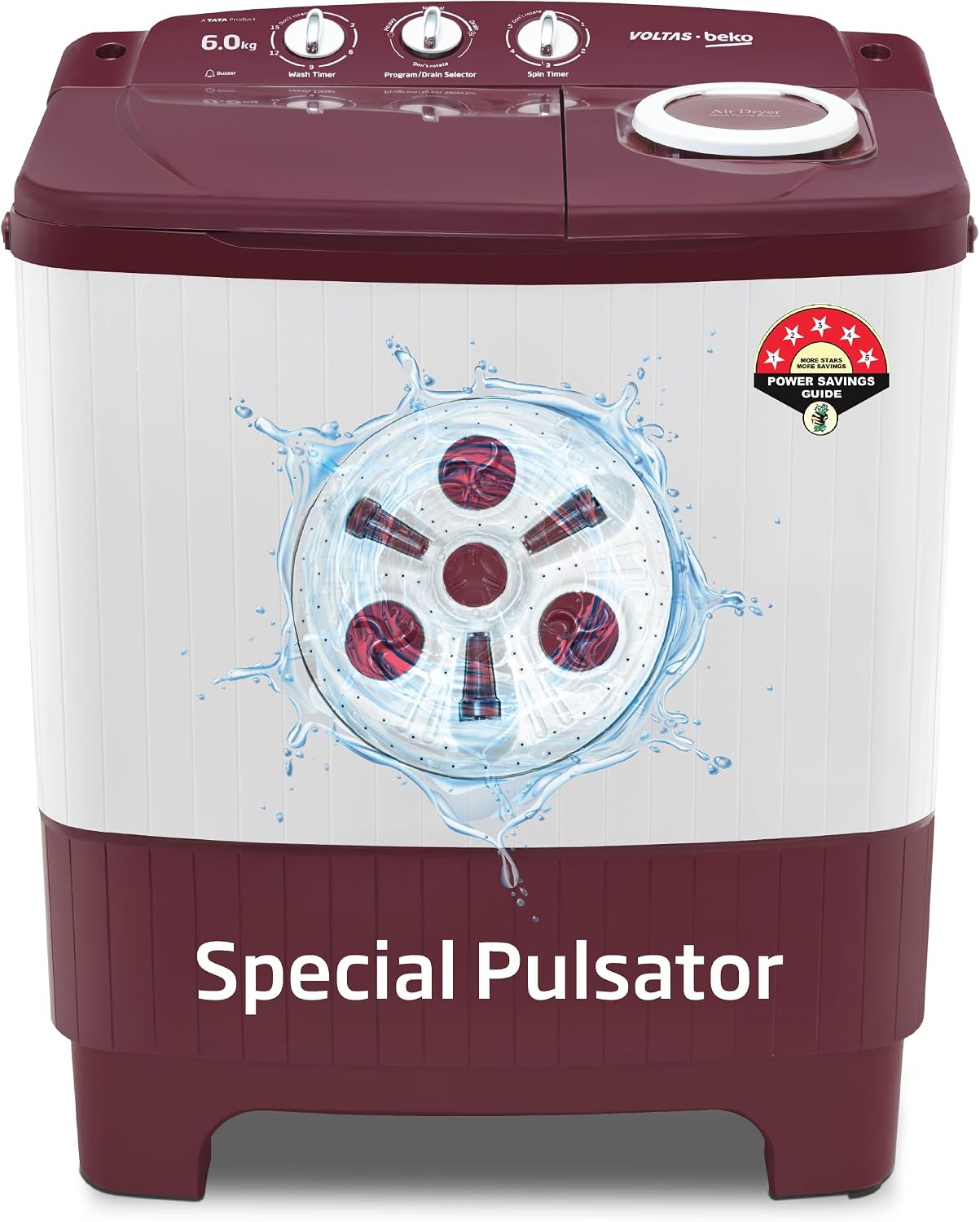 Voltas beko, A Tata Product 6 kg 5 Star Semi-Automatic Top Load Washing Machine With Air D Amazon sale