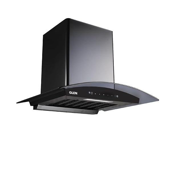Glen Hood Senza Black Kitchen Chimney 60cm | 1200 m³/hr Suction Capacity | Filterless Ther Amazon sale