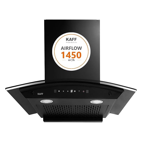 KAFF Chimney for Kitchen 60cm Filterless Auto Clean Curved, 1450 m³/hr, LED Amazon sale