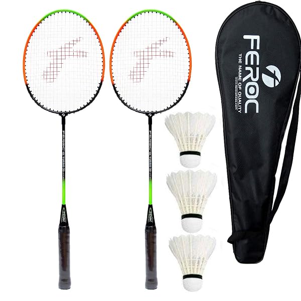 FEROC 2 Pieces Aluminium Badminton Racket with 3 Pieces Feather Shuttles with Full-Cover S Amazon sale