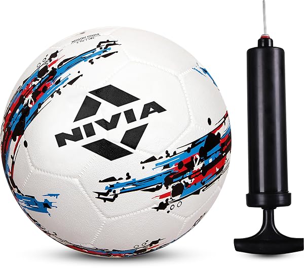 Nivia Storm White Moulded Football with Ball Pump Football - Size: 5 (Pack of 1, White) Amazon sale