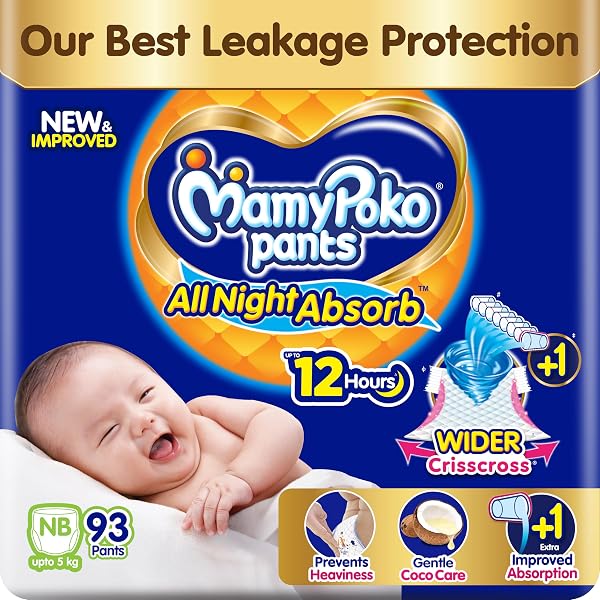 MamyPoko New Pants All Night Absorb|Pantstyle Baby Diapers New Born Size(XS), 93 Count,Ide Amazon sale