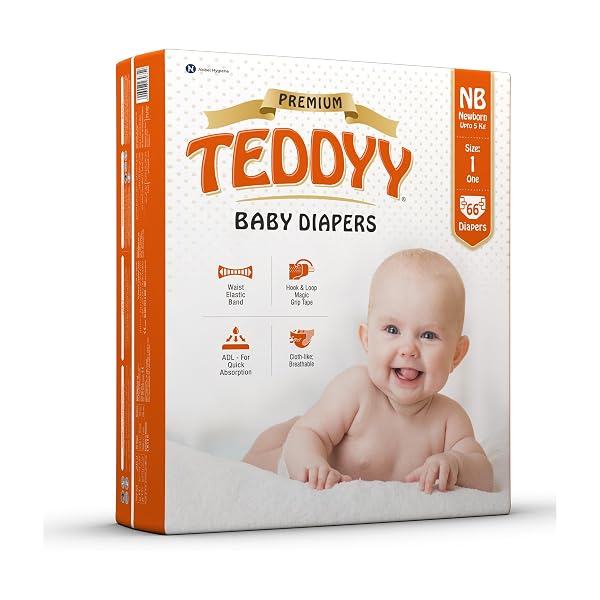TEDDYY Premium Baby NB Size Diaper Tape Style | 66 Count (New Born) | 2-5 kgs (Pack of 1) Amazon sale