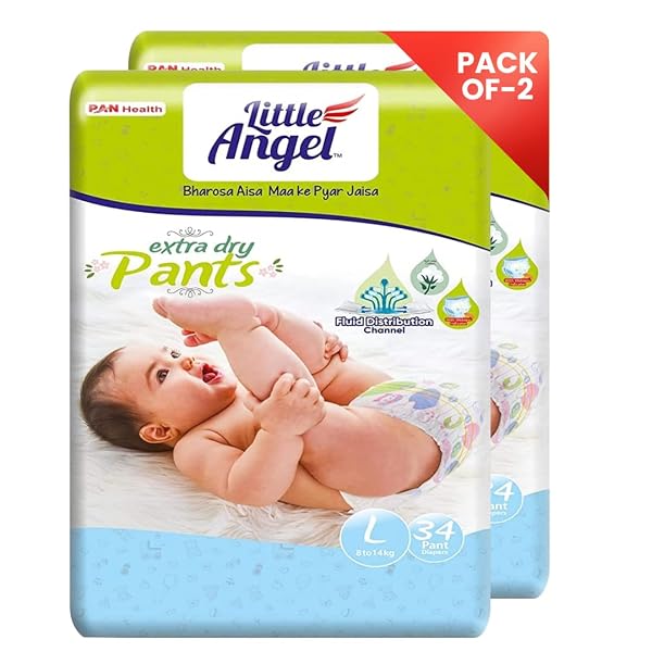 Little Angel Extra Dry Baby Pants Diaper, Large (L) Size, 68 Count, Super Absorbent Core U Amazon sale