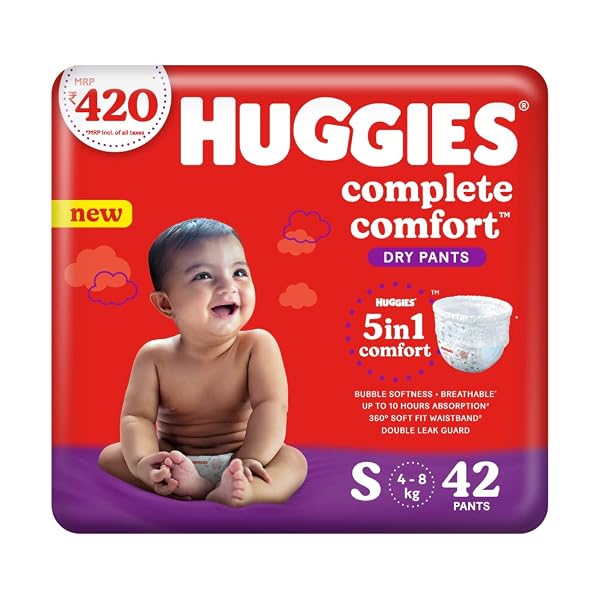 HUGGIES Complete Comfort Dry Pants Small (S) Size (4-8 Kgs) Baby Diaper Pants, 42 count, w Amazon sale