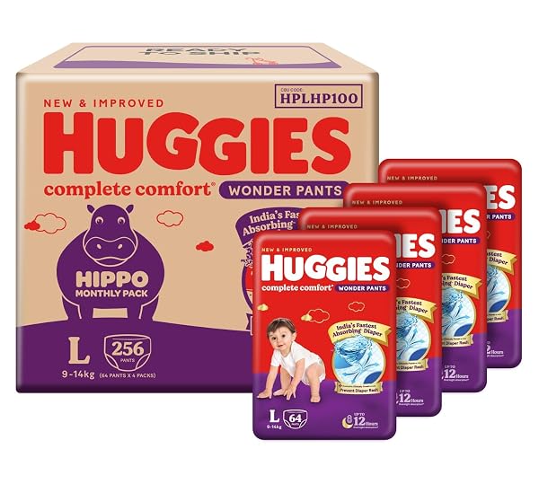 HUGGIES Complete Comfort Wonder Pants | Pant Style Baby Diapers Large Size, 256 Count | In Amazon sale