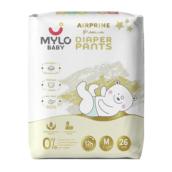 Mylo Baby Airprime Premium Diaper Pants, Medium (M), 26 pants (Pack of 1) Ultra-Thin Diape Amazon sale