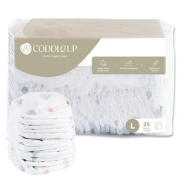 Coddle Up Baby Diapers Ultra Soft, Large (7-12 kgs) 25 count | Baby Diaper Pants | Deep Sl Amazon sale