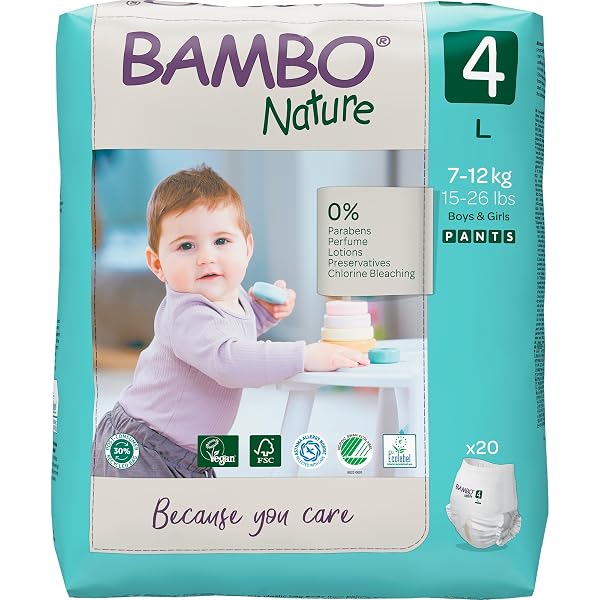 Bambo Nature Premium Baby Diapers - Pants Style, Large Size (7-12 Kgs), 20 Count - Super A Amazon sale