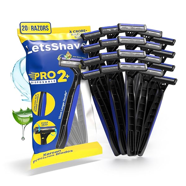 LetsShave Pro 2 Plus Disposable Razor for Men, Pack of 16 + 4 Free, Rubber Grip Handle, St Amazon sale