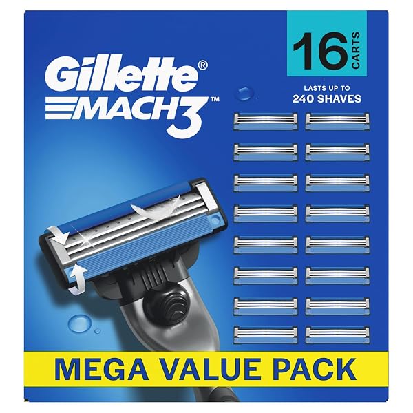 Gillette Mach3, Shaving Blades For Men | 16 Cartridges, Mega Savings Pack | 16 Cartridges Amazon sale