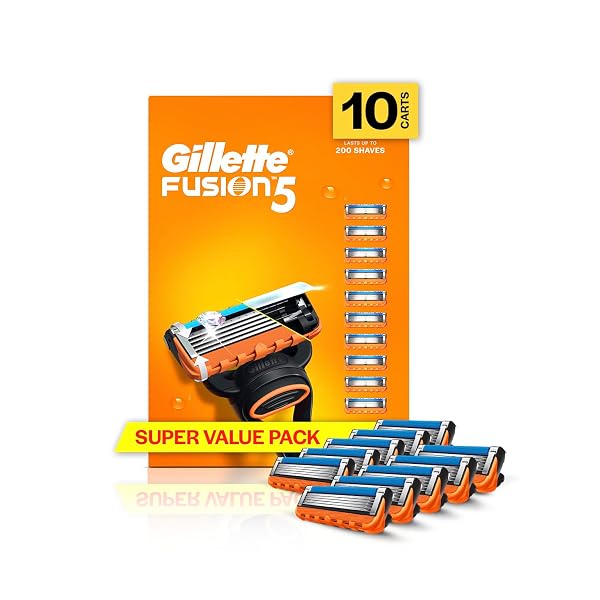 Gillette Fusion 5, Shaving Razor Blades For Men | 10 Cartridge, Super Value Pack | 10 Cart Amazon sale