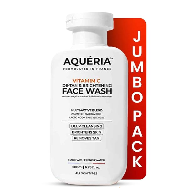 Aqueria Jumbo 200ml Face Wash For De-Tan & Brightening Vitamin C | With Lactic Acid & Niac Amazon sale