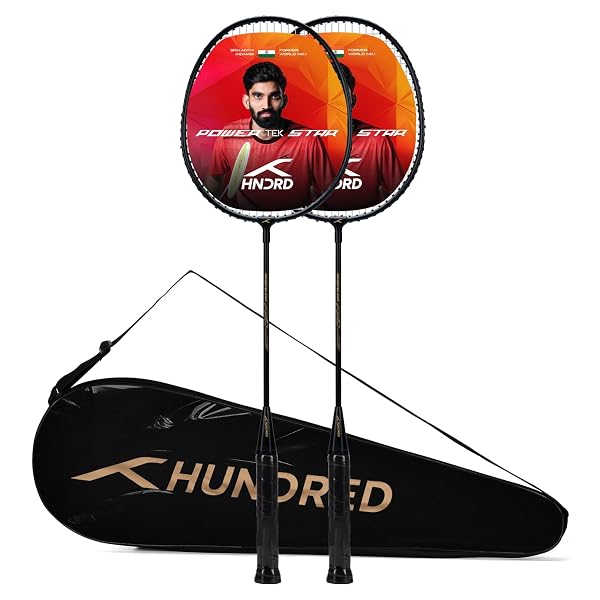 Hundred Powertek Star Badminton Racket Set – 2 Strung Rackets with Full Cover, Lightweight Amazon sale