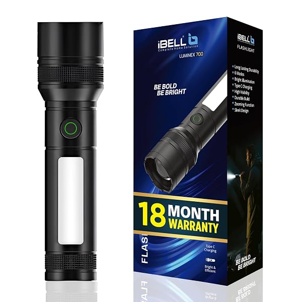 IBELL LUMINEX 700 Rechargeable Torch Light High Power, 6 Light Modes, Telescopic Zoom, Typ Amazon sale