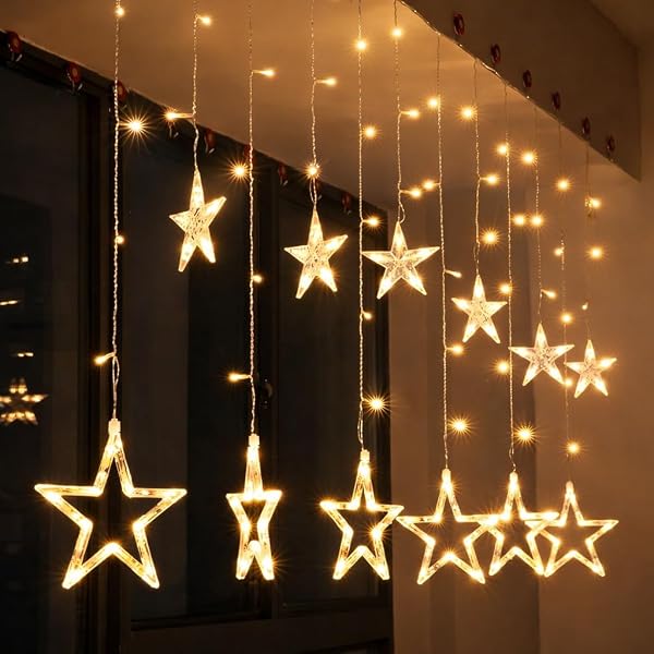 One94Store Star Curtain LED String Lights – 138 LED, 8 Flash Modes, Warm White Copper Wire Amazon sale