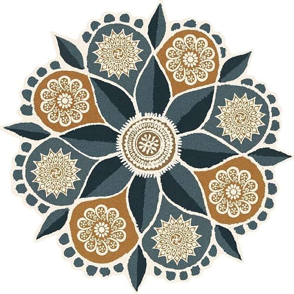 WallDesign Vastu Flow Circle Blue Rangoli Floor Sticker - for Home Entrance, Floor, Pooja Amazon sale