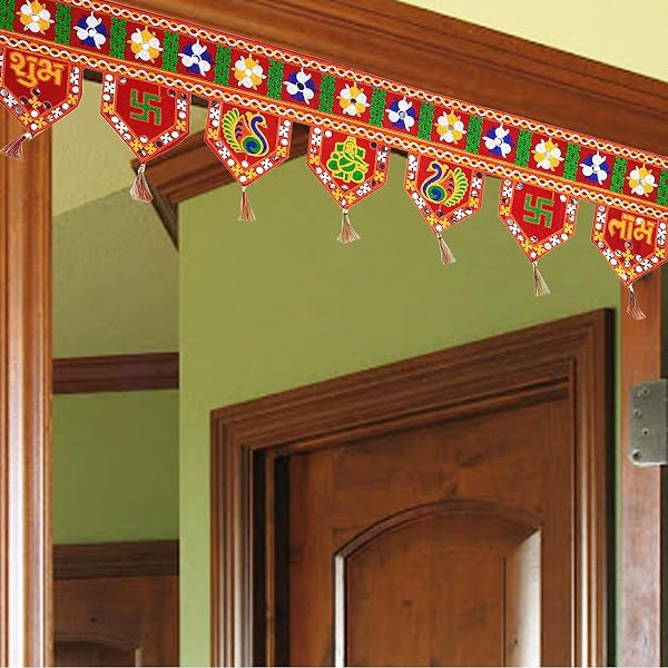 Ascension Design Subh Labh Traditional Art Handmade Door Bandarwal toran for Home Decor Ha Amazon sale