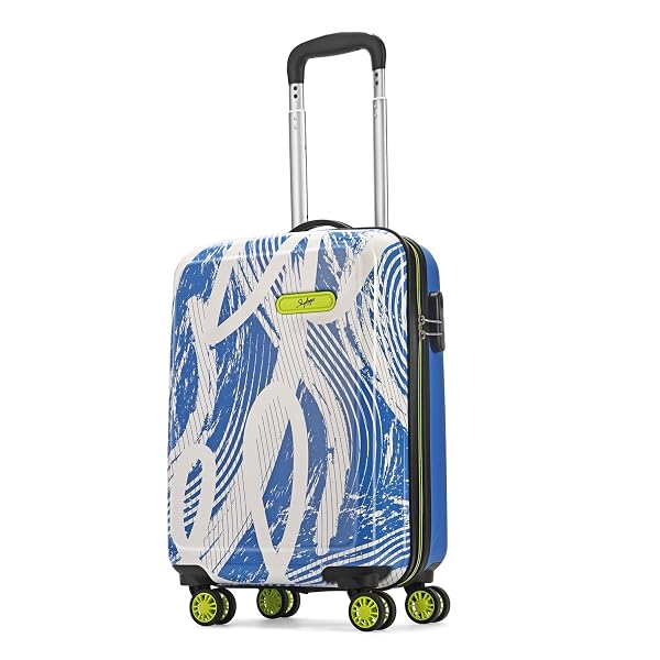 Skybags Stroke Printed Cabin Size Hard Case Trolley Bag, Blue-White Amazon sale