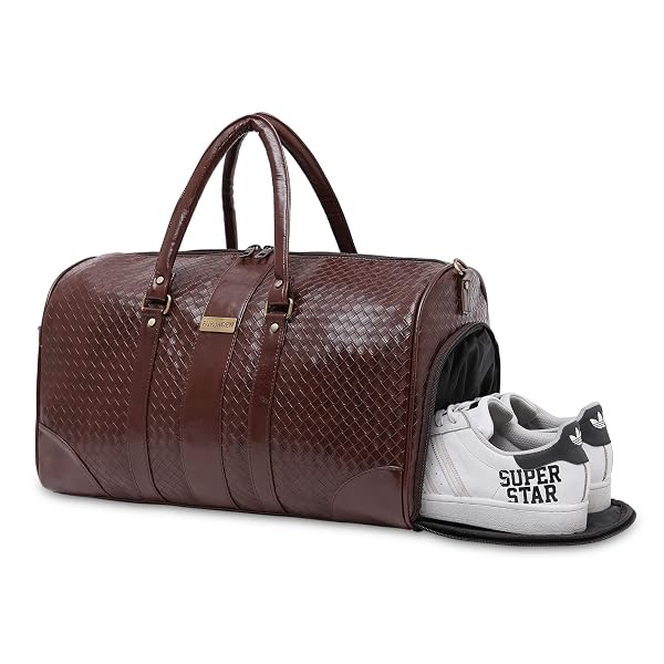 FUR JADEN Weekender Duffle Bag with Shoe Pocket for Travel for Men and Women Made of Textu Amazon sale