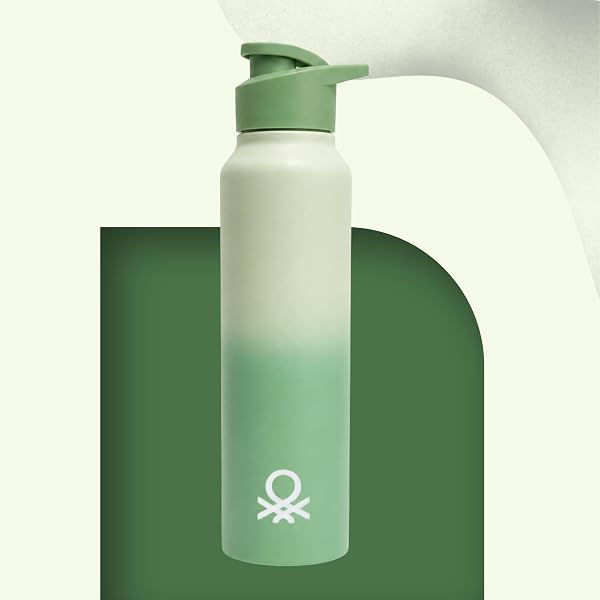 United Colors of Benetton Water Bottle 1L Stainless Steel Leak-Proof 1000ml capacity, sing Amazon sale