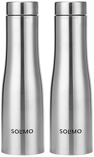 Amazon Brand - Solimo Curved Stainless Steel Water Bottle, Set of 2, 1 L Each Amazon sale