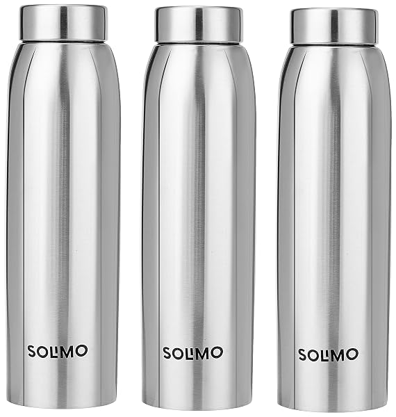 Amazon Brand - Solimo Stainless Steel Water Bottle, Set Of 3, 1 liters Each, 1000 millilit Amazon sale