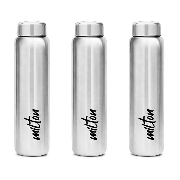 MILTON Aqua 1000 Stainless Steel Water Bottle 920 ml, Set of 3, Single Walled, ISI Certifi Amazon sale