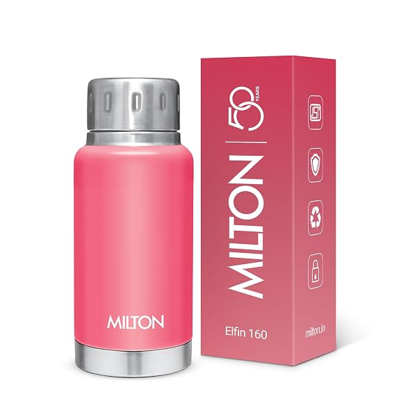 Milton Elfin 160 Thermosteel Water Bottle 160 ml, 24 Hr Hot and Cold I Leak Proof Lid, ISI Amazon sale