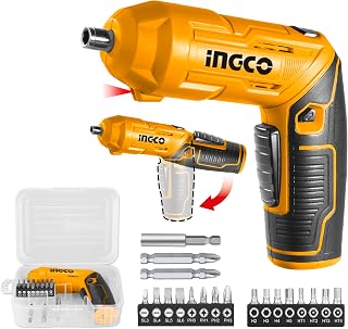 INGCO 4V Electric Cordless Screwdriver, Rechargeable Power Drill Driver Set, 4 N.m Max Tor Amazon sale