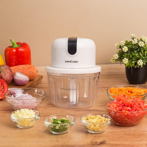 InstaCuppa Rechargeable Mini Electric Chopper, 350 ml, USB-C Stainless Steel Blades, 1800 Amazon sale