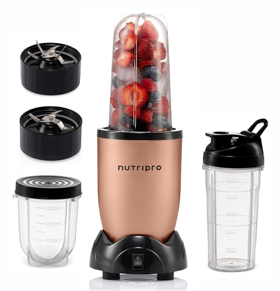 NutriPro Juicer Mixer Grinder - Smoothie Maker - 500 Watts (3 Jars & 2 Blades, Gold) - 2 Y Amazon sale