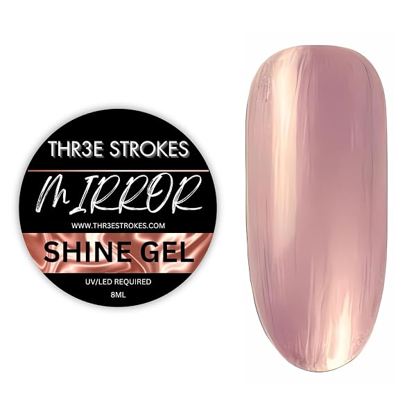 THR3E STROKES Chrome Gel Nail Polish, Metallic Gel Nail Polish, 8ml Rose Gold 3D Metal Pai Amazon sale