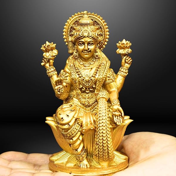 Goddess Lakshmi Laxmi Devi MATA Idol - 4.5 Inches Polystone Material Murti - Colour - Bras Amazon sale