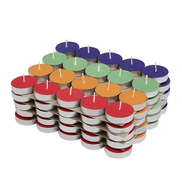 AGNO Tealight Branded Diwali Diya Colored Wax Tealight Candles (Set of 100, Unscented) 100 Amazon sale