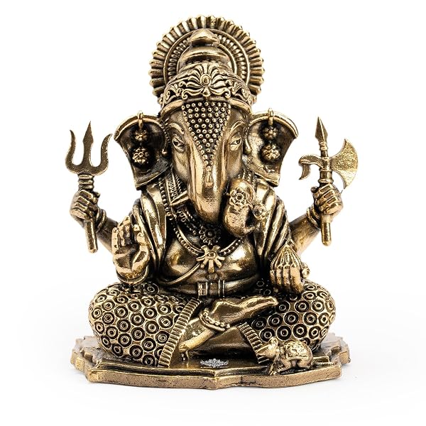 INDIAN ART VILLA Brass Ganesha Idol, 2 Inch Ganesh Ji Murti for Pooja Room, Meditation, Of Amazon sale