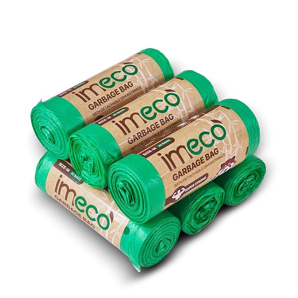IMECO Eco Garbage Bags | 180 Pcs | Medium - 19 x 21 Inches | 30 Pcs x 6 Rolls | Green | Bi Amazon sale