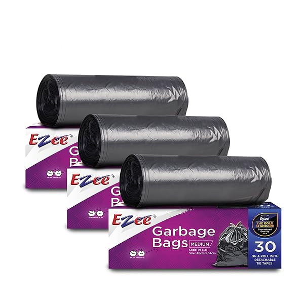 Ezee Live Life Ezee Way Black Garbage Bags for Dustbin|90 Pcs|Medium 19 X 21 Inches|30 Pcs Amazon sale