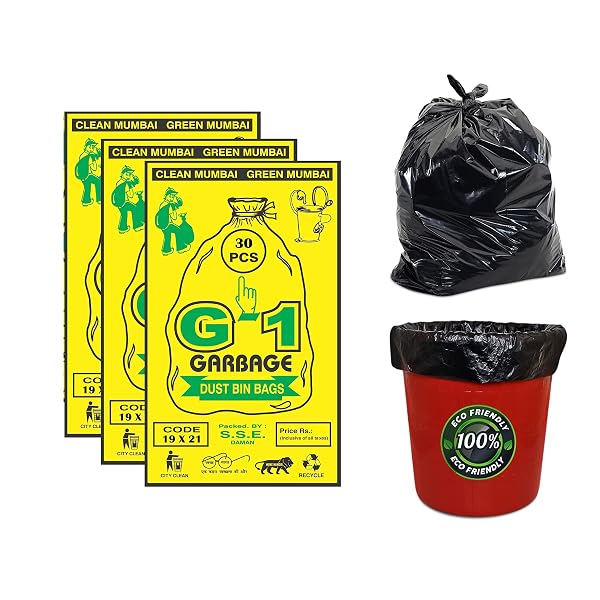 G1 Premium Garbage Bags | Medium Size | Black | 19 X 21 Inch | 3 Packs Of 30 pcs | Total 9 Amazon sale
