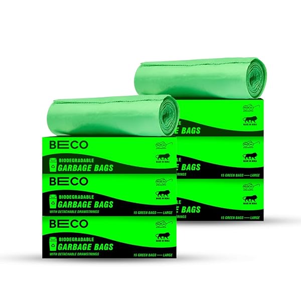 Beco Eco-Friendly Garbage Bags | 90 Pcs | Large- 24 x 32 Inches | 15 Bags x 6 Rolls | Gree Amazon sale