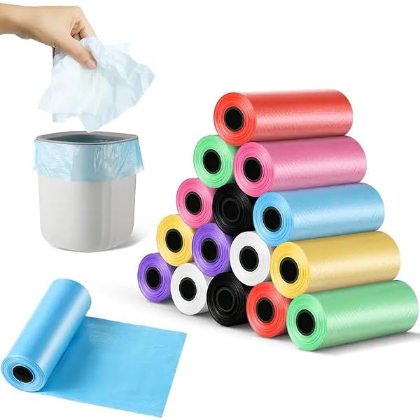 Small Garbage Bags for Car & Mini Dustbin, 120 Pcs Multicolor Disposable Trash Bags, 22x30 Amazon sale