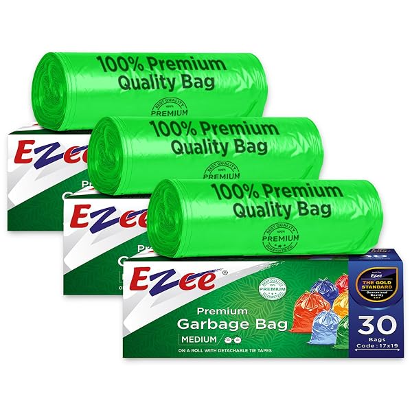 Ezee Premium Garbage Bags for Dustbin/Trash Bag | 90 Pcs | Medium 19 X 21 Inches | 30 Pcs Amazon sale