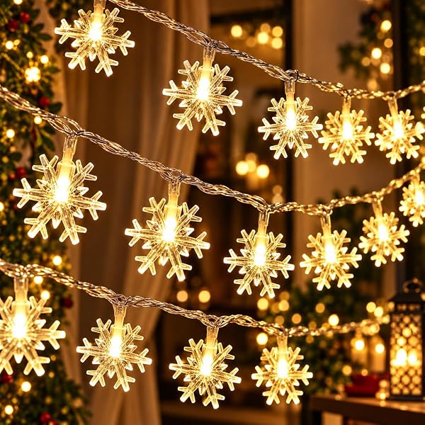 Gesto 10 Feet LED String Lights – 14 LED Snowflake Warm White Fairy Lights for Decoration Amazon sale