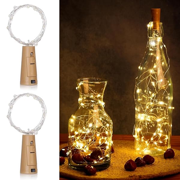 GIGALUMI 2 PCS 20 LED Bottle Cork Lights 6m | Battery Operated Mini Copper Wire Fairy Ligh Amazon sale